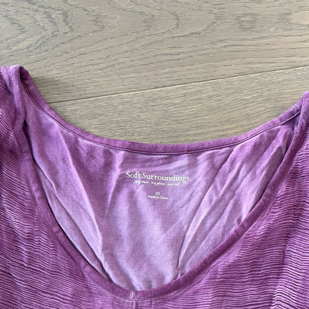 SOFT SURROUNDINGS Elegant Purple Embroidered Women's Top - Picture 4 of 11